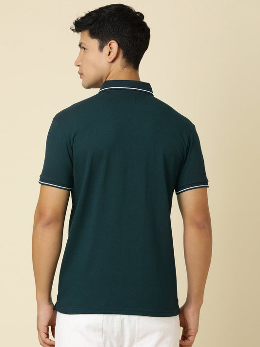 Men Solid Polo Neck Armada T-Shirt