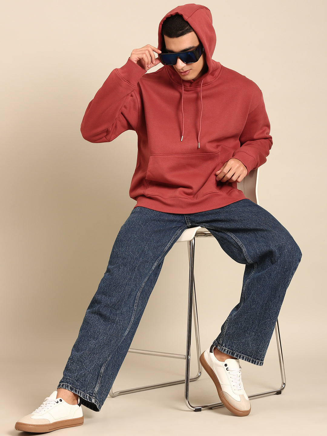 Men Printed Full Sleeve Hooded Sweatshirt