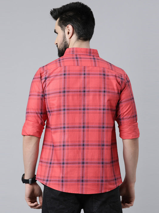 Red Checked Pure Cotton Full Sleeve Shirt