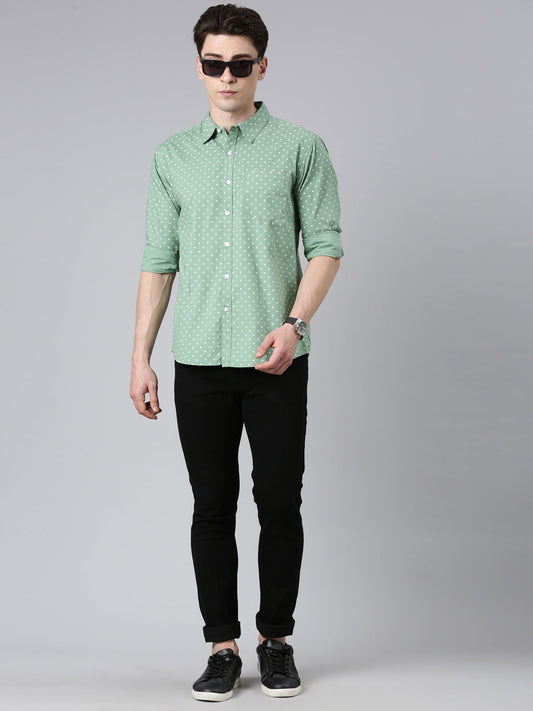 Green printed Pure Cotton Full Sleeve Shirt