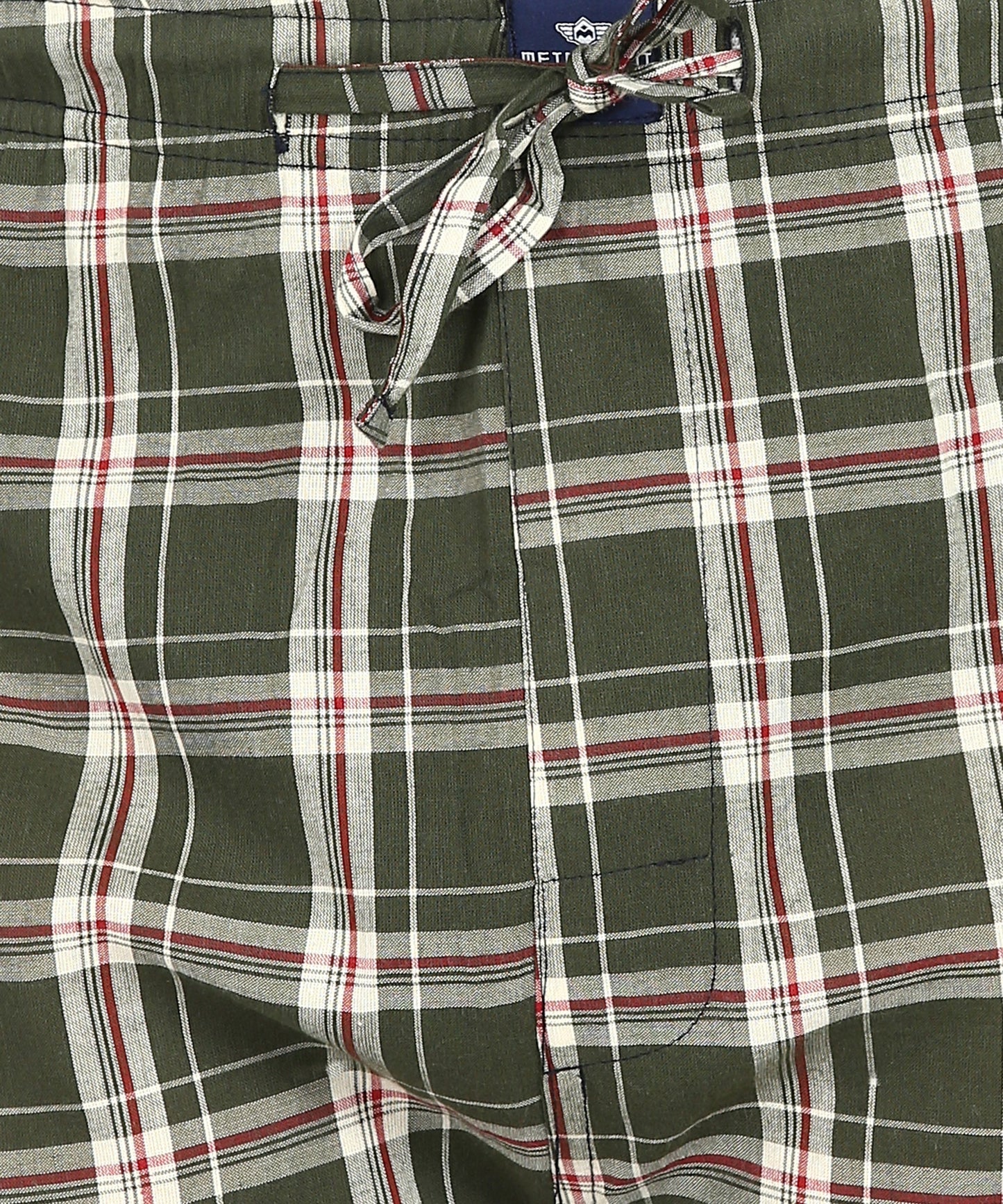 Men Plus Size Green and White Checked Pyjama