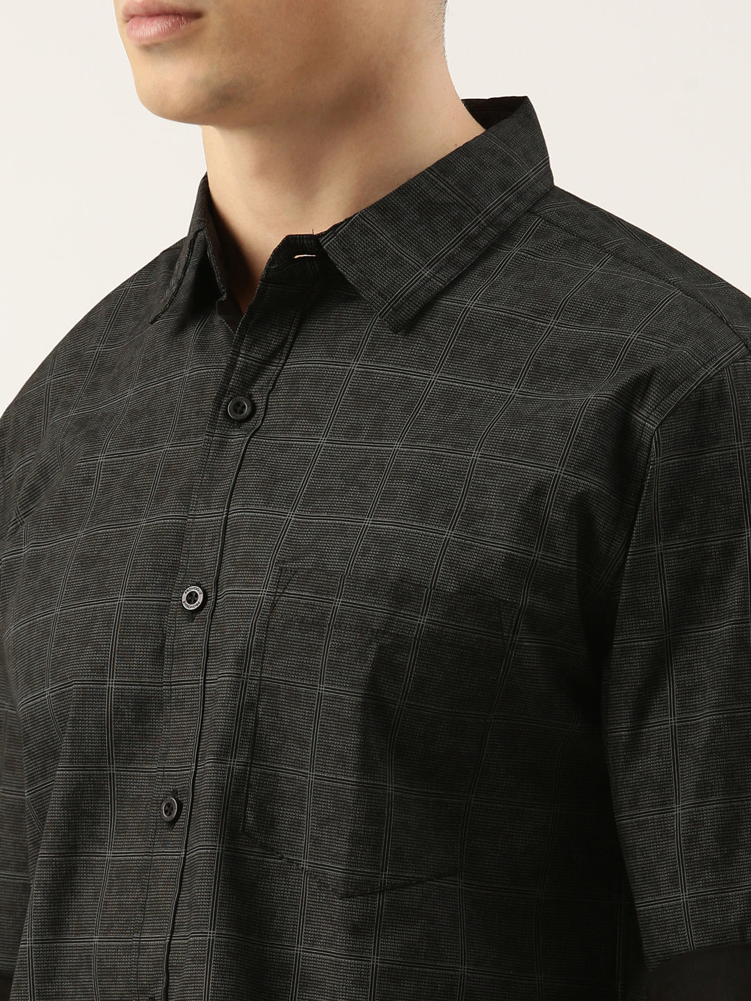Men Black Printed Pure Cotton Full Sleeve Casual Shirt
