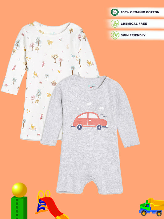 Broon Infant Baby Organic Cotton Full Sleeve Rompers