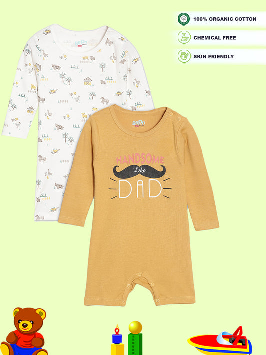 Broon Infant Baby Organic Cotton Full Sleeve Rompers