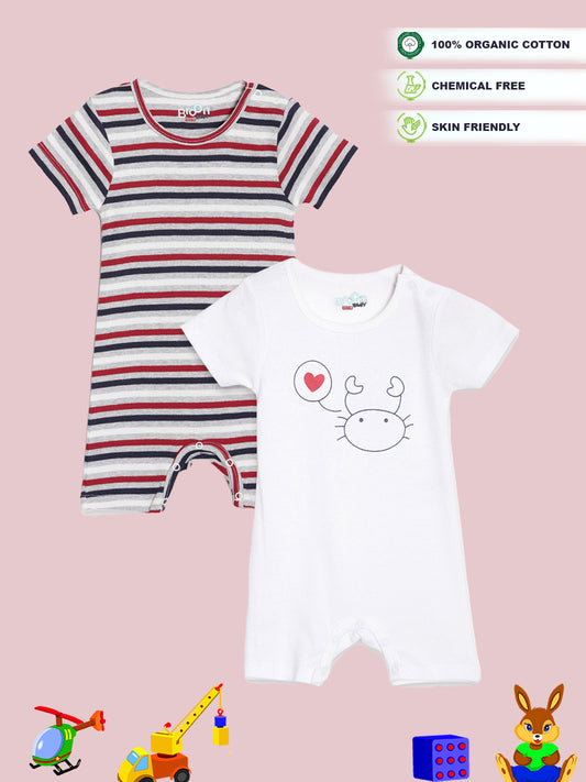 Broon Infant Baby Organic Cotton Short Sleeve Rompers