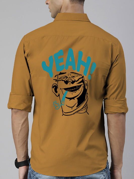 BROON Men Beige Printed Full Sleeve Casual Shirt