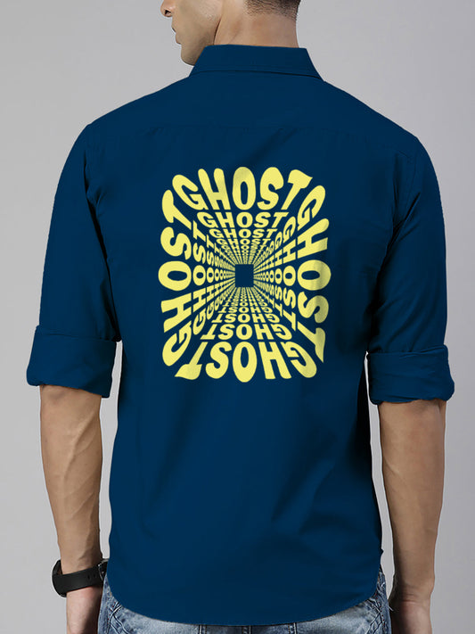 BROON Men Dark Blue Printed Full Sleeve Casual Shirt