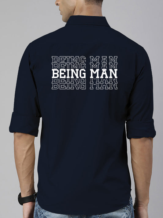 BROON Men Navy Blue Printed Full Sleeve Casual Shirt