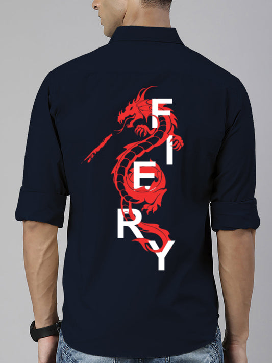 BROON Men Navy Blue Printed Full Sleeve Casual Shirt