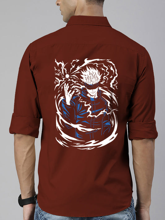 BROON Men Rust Printed Full Sleeve Casual Shirt