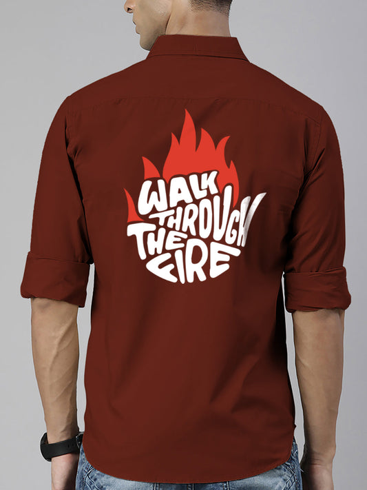 BROON Men Rust Printed Full Sleeve Casual Shirt