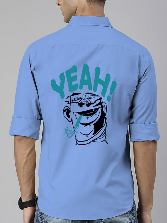 BROON Men Sky Blue Printed Full Sleeve Casual Shirt