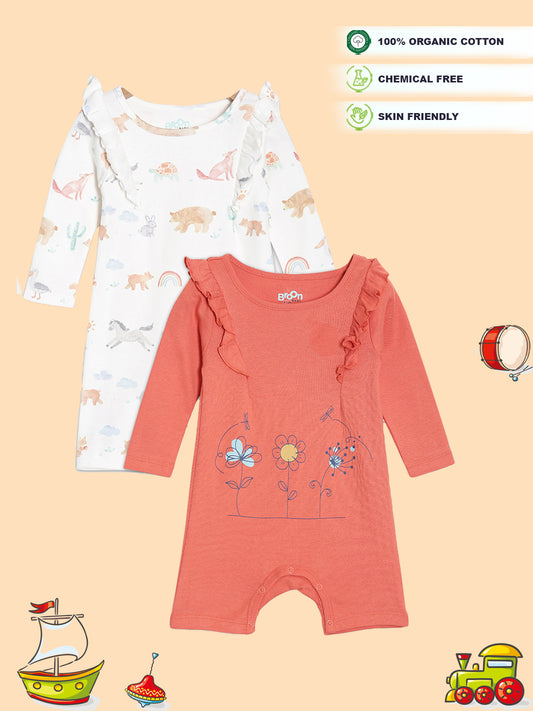 Broon Infant Baby Organic Cotton Full Sleeve Rompers