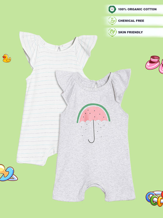 Broon Infant Baby Organic Cotton Short Sleeve Rompers