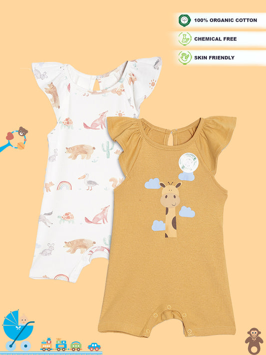 Broon Infant Baby Organic Cotton Short Sleeve Rompers