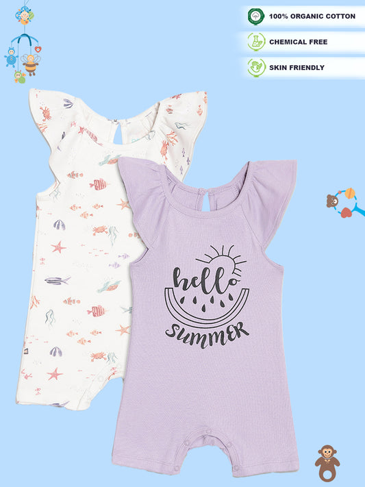 Broon Infant Baby Organic Cotton Short Sleeve Rompers