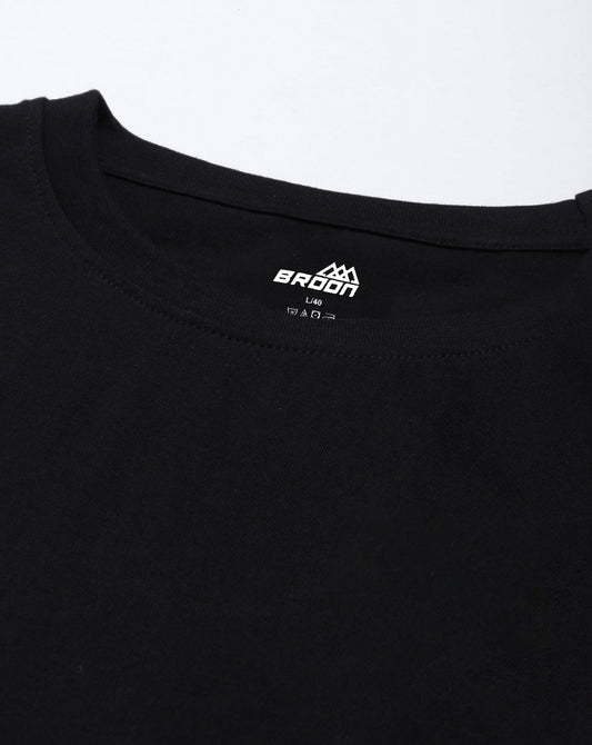 Broon Men Black Printed Oversize Round Neck T-Shirt