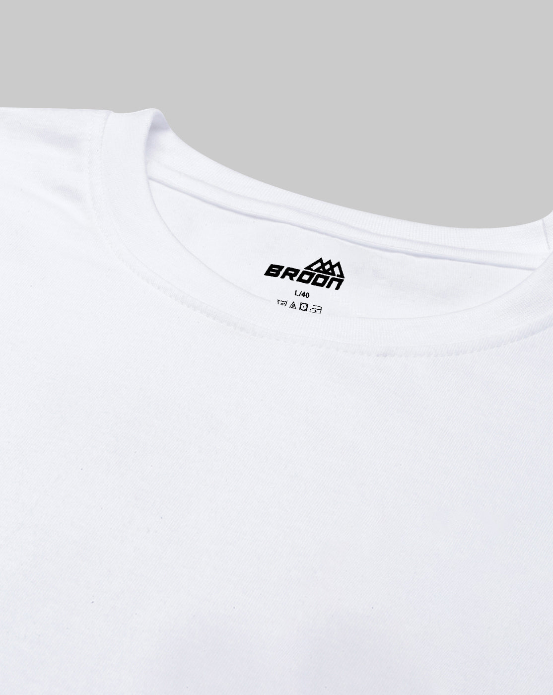 Broon Men White Printed Oversize Round Neck T-Shirt