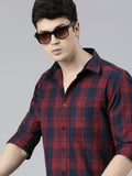JOVEN Men Checked Pure Cotton Full Sleeve Casual Shirt