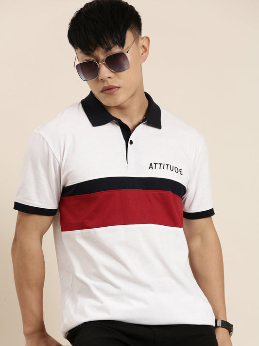 Men's Cut & Sew Colorblock Casual Polo Collar T-Shirt