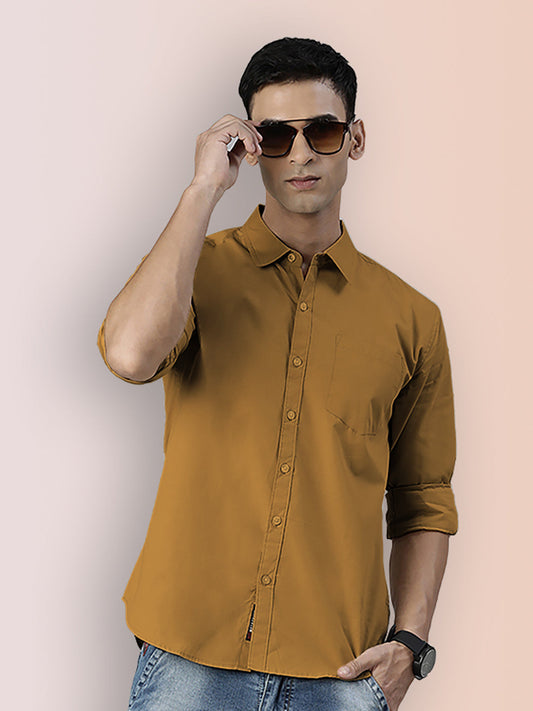 Broon Mens Slim Fit Premium Cotton Solid Shirt