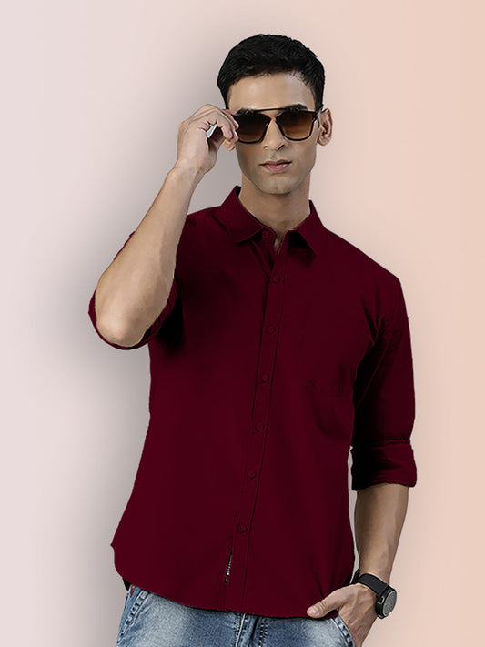 Broon Mens Slim Fit Premium Cotton Solid Shirt