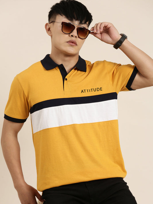 Men's Cut & Sew Colorblock Casual Polo Collar T-Shirt