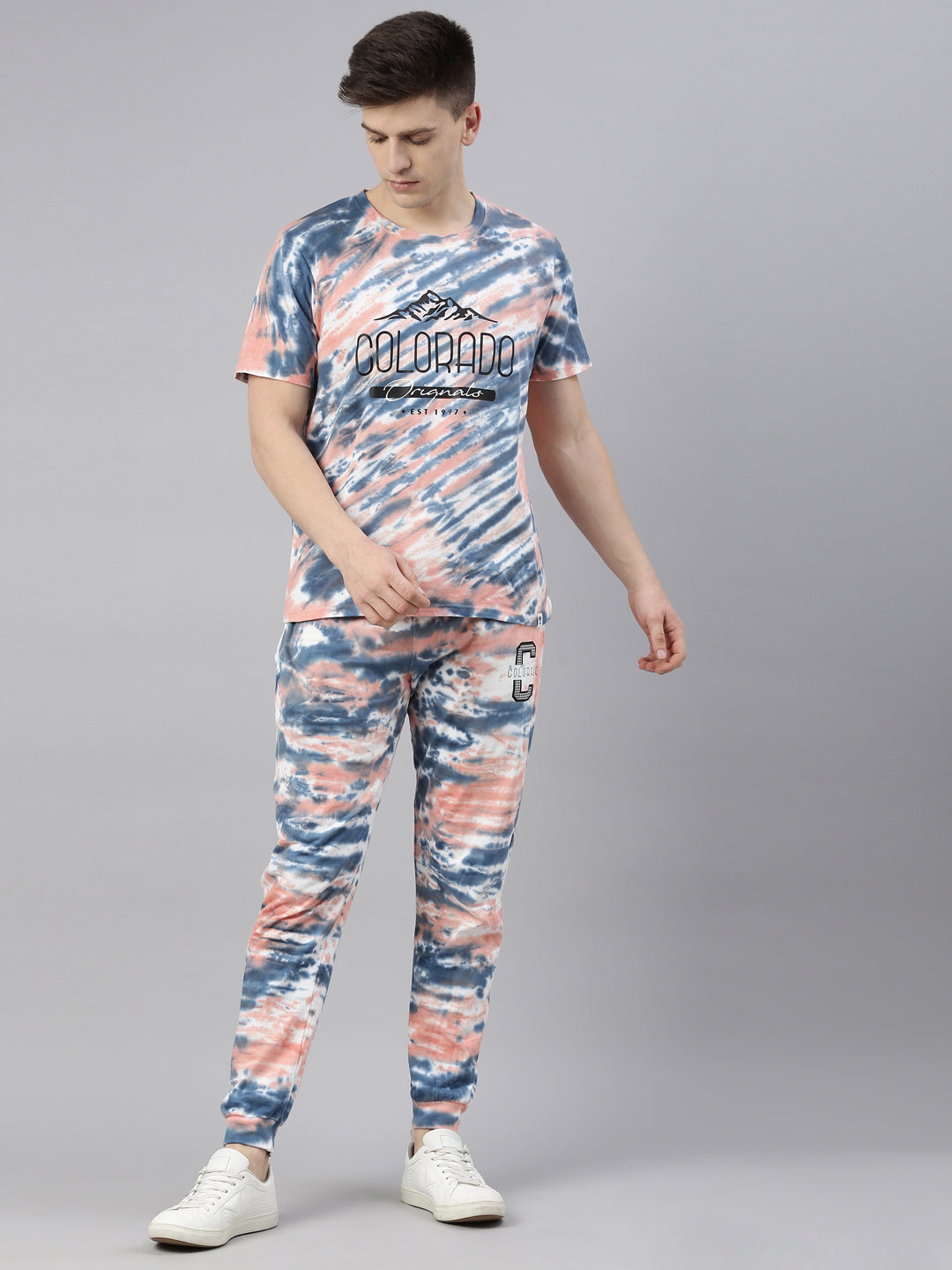 JOVEN MENS TIE-DYE CO-ORDINATED SET(T-SHIRT AND PANT)