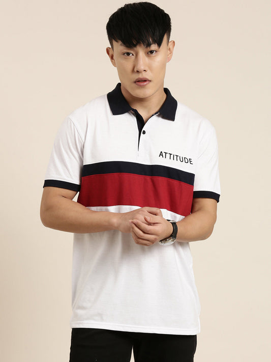 Men's Cut & Sew Colorblock Casual Polo Collar T-Shirt