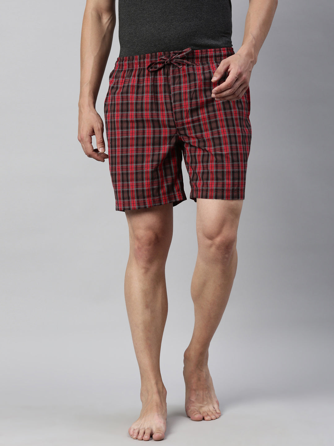 JOVEN MEN CHECKED PURE COTTON EASY SHORTS