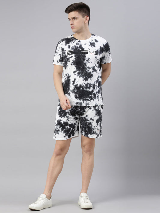 JOVEN MENS TIE-DYE CO-ORDINATED SET(T-SHIRT AND SHORTS)