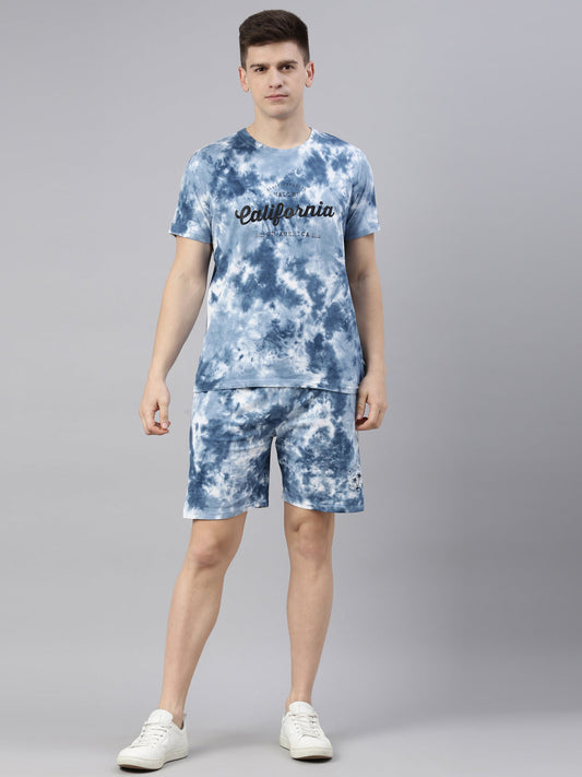 JOVEN MENS TIE-DYE CO-ORDINATED SET(T-SHIRT AND SHORTS)