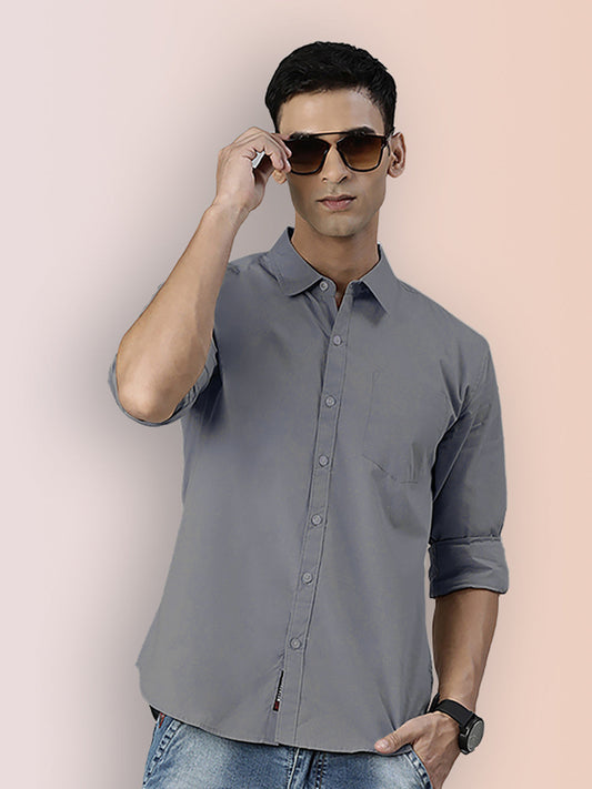 Broon Mens Slim Fit Premium Cotton Solid Shirt