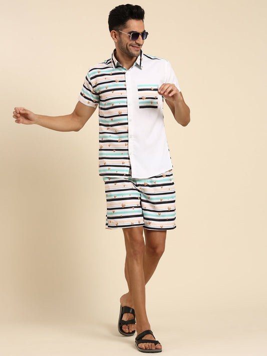 Joven Men's Multicolor Printed Co-Ords Set