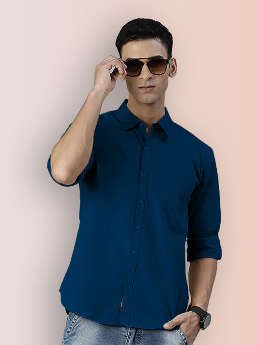 Broon Mens Slim Fit Premium Cotton Solid Shirt