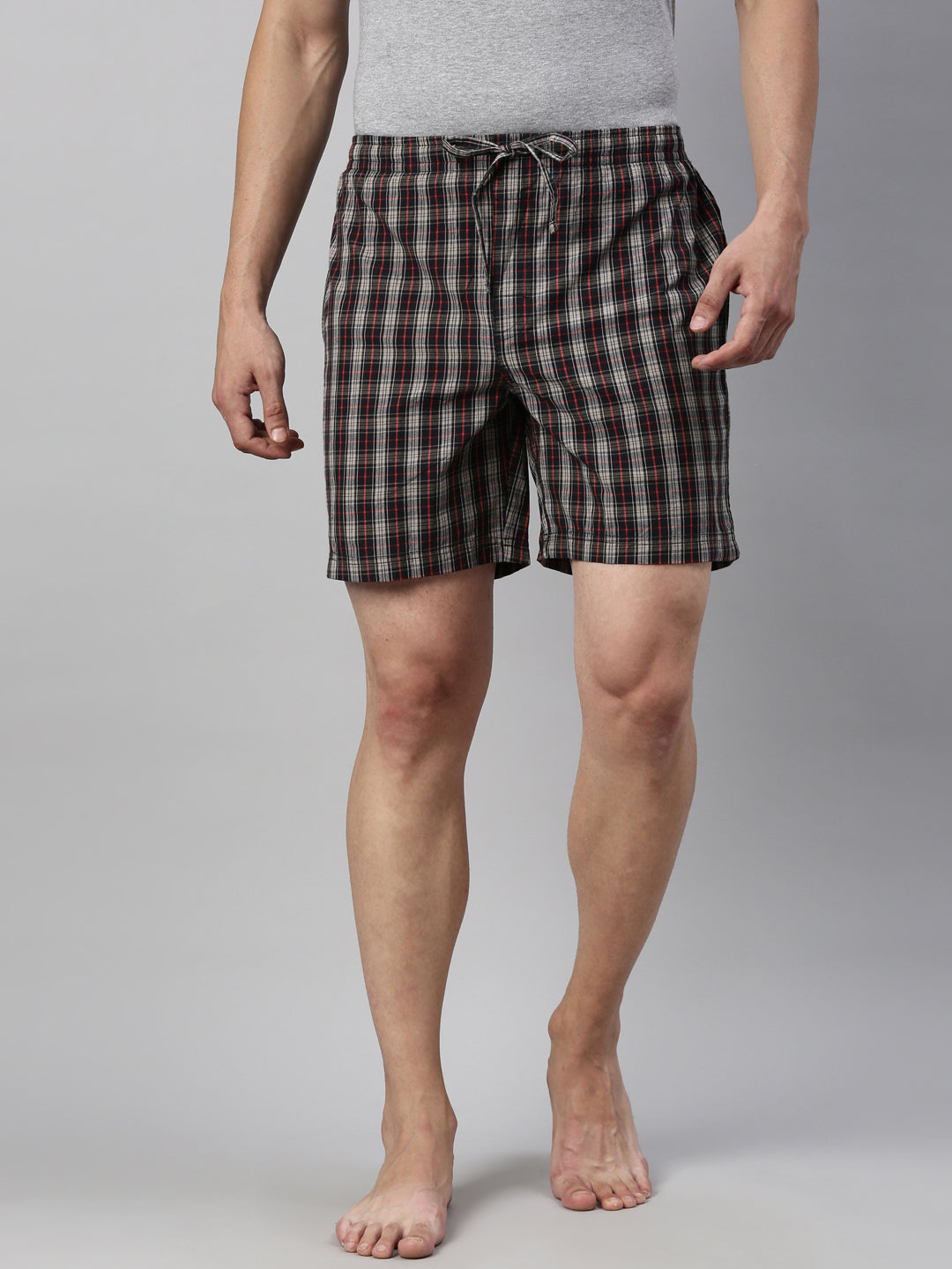 JOVEN MEN CHECKED PURE COTTON EASY SHORTS