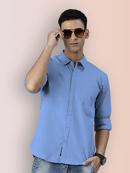 Broon Mens Slim Fit Premium Cotton Solid Shirt