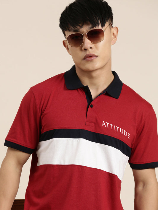 Men's Cut & Sew Colorblock Casual Polo Collar T-Shirt