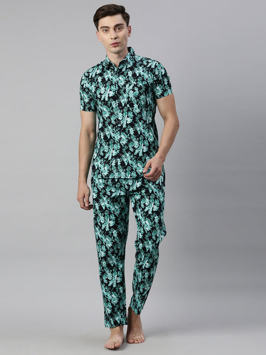JOVEN MEN PRINTED PURE COTTON SLEEPSUIT
