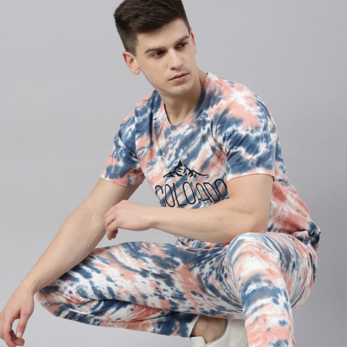 JOVEN MENS TIE-DYE CO-ORDINATED SET(T-SHIRT AND PANT)