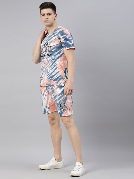 JOVEN MENS TIE-DYE CO-ORDINATED SET(T-SHIRT AND SHORTS)