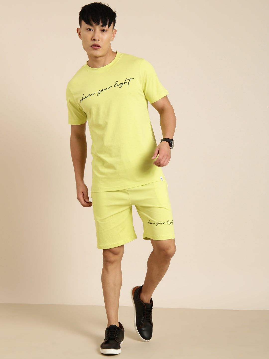 JOVEN Men Light Green Printed Co-Ords Set