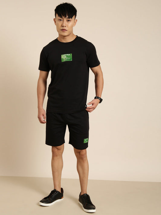 JOVEN Men Black Printed Co-Ords Set