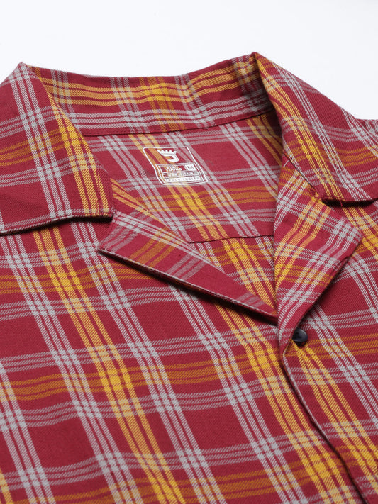 JOVEN MEN CHECKED PURE COTTON SLEEPSUIT