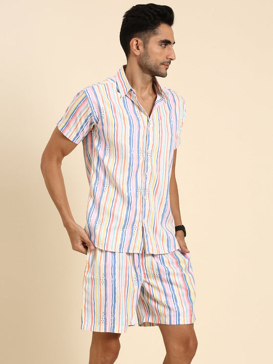 Joven Men's Multicolor Printed Co-Ords Set