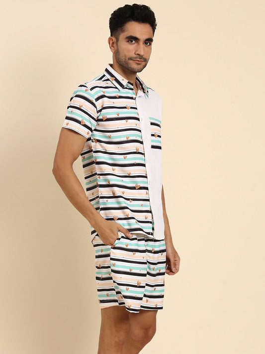 Joven Men's Multicolor Printed Co-Ords Set