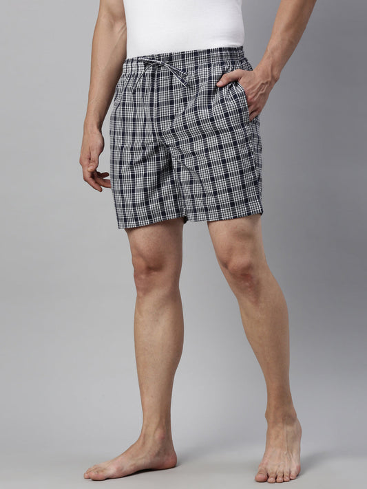 JOVEN MEN CHECKED PURE COTTON EASY SHORTS