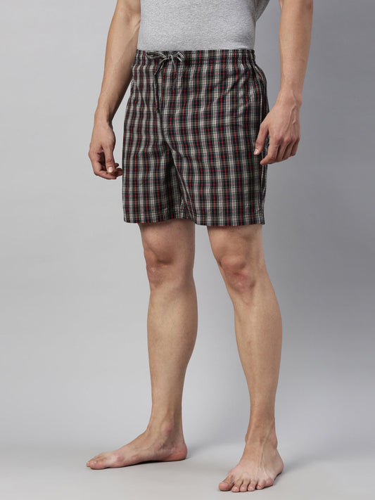 JOVEN MEN CHECKED PURE COTTON EASY SHORTS