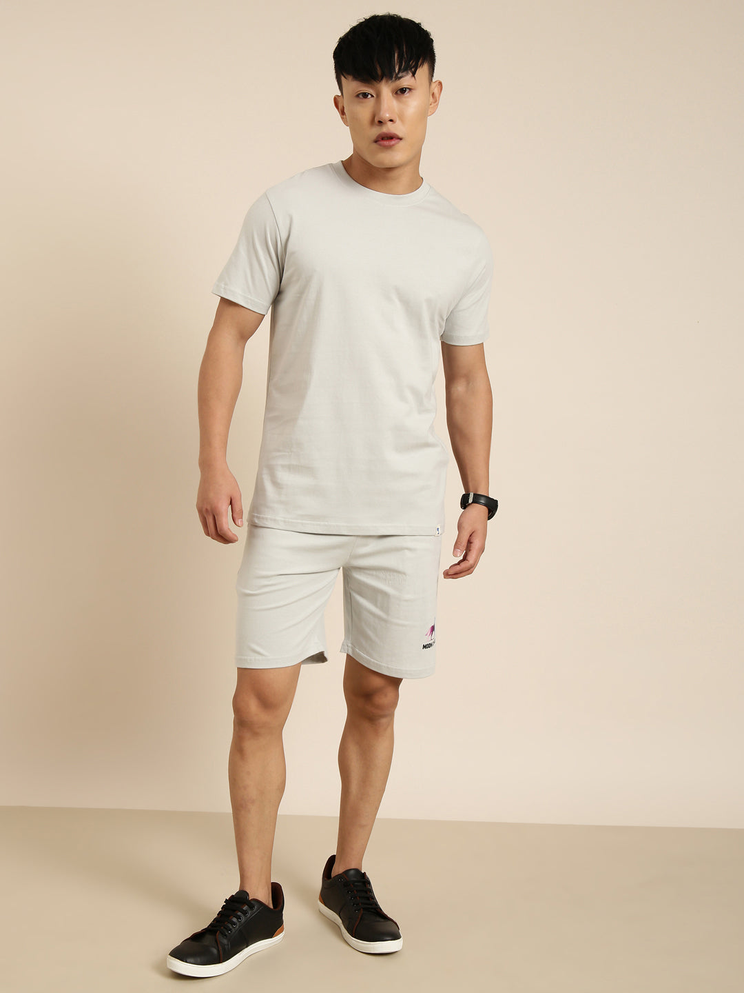 JOVEN Men Grey Printed Co-Ords Set