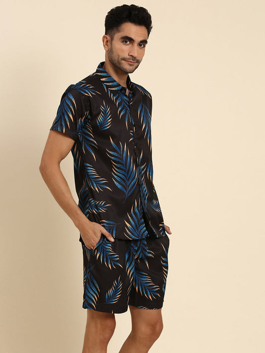 Joven Men's Black Printed Co-Ords Set